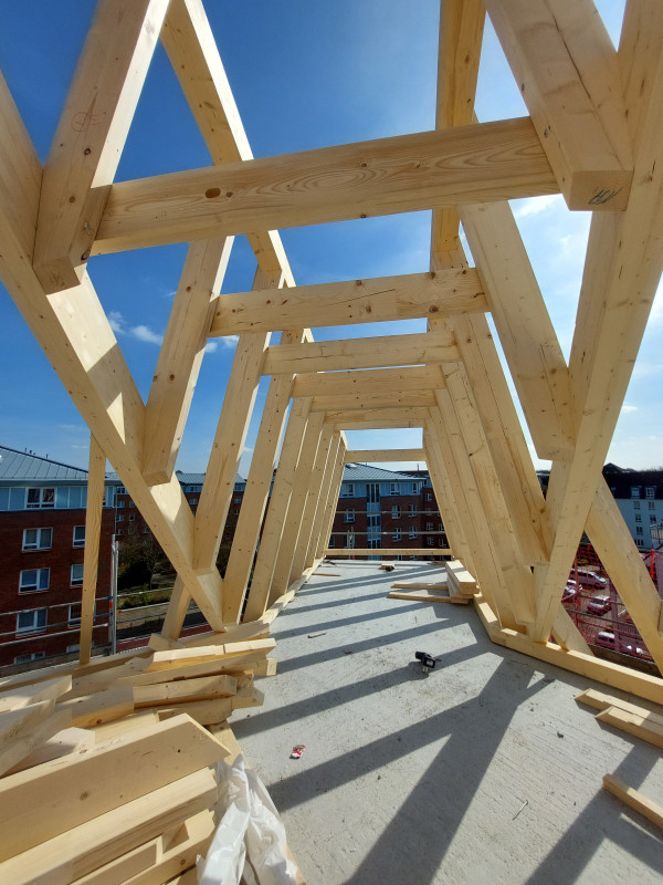 Gaube, Wiederkehr an einem Dachstuhl in Leipzig Heiterblick